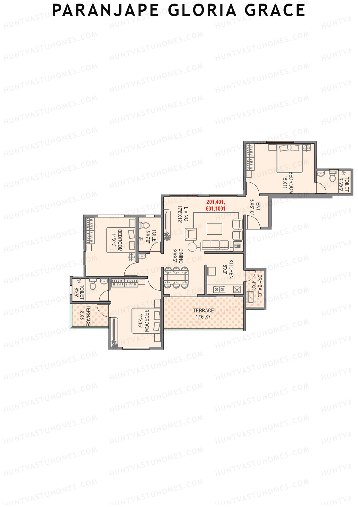 Paranjape Gloria Grace Wing F Unit 1 Floor Plan