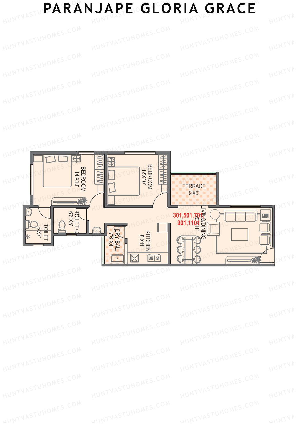 Paranjape Gloria Grace Wing G Unit 1 Floor Plan