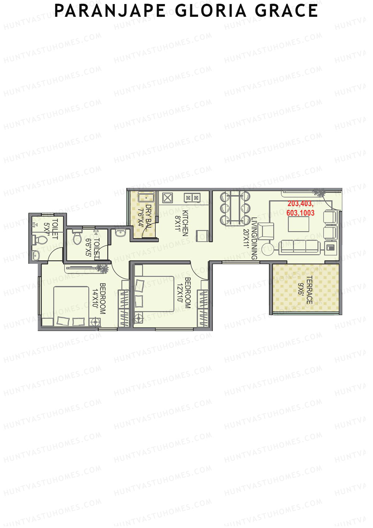 Paranjape Gloria Grace Wing G Unit 3 Floor Plan