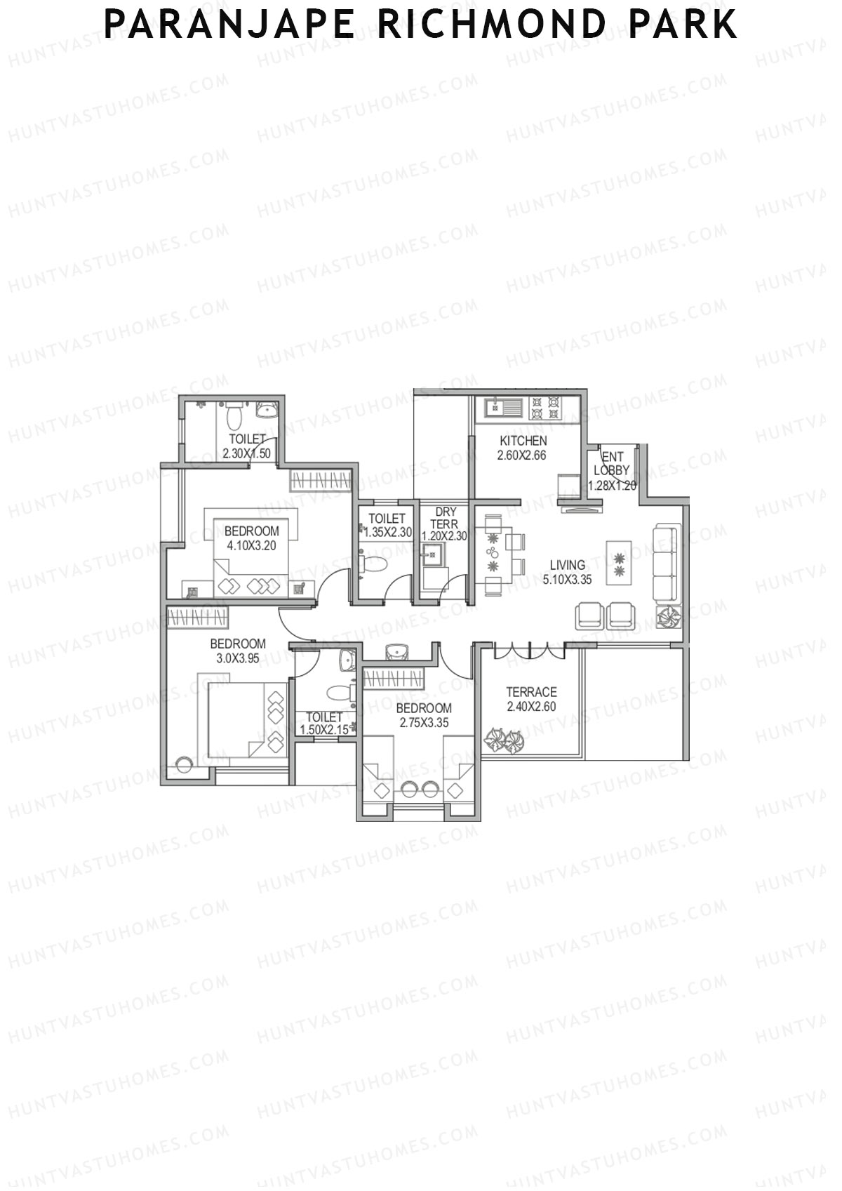 Paranjape Richmond Park Wing D Unit 2 Floor Plan