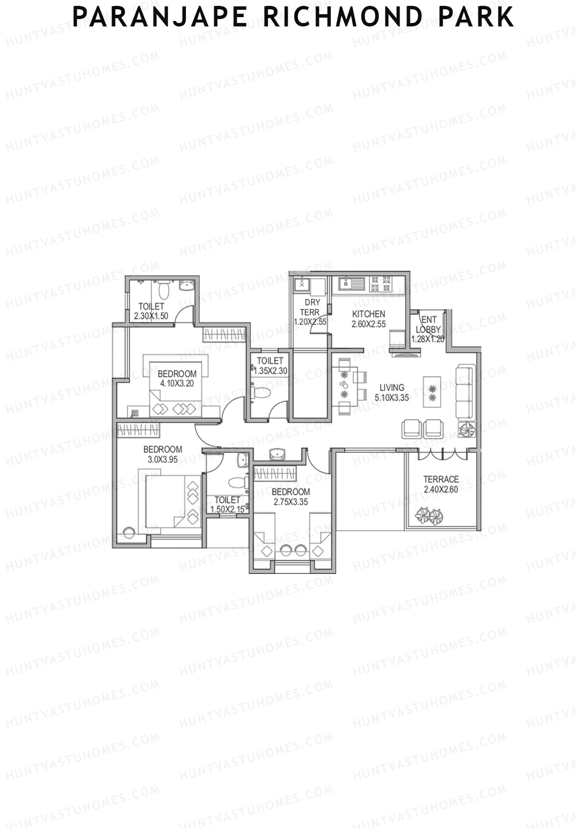 Paranjape Richmond Park Wing D Unit 2 Floor Plan