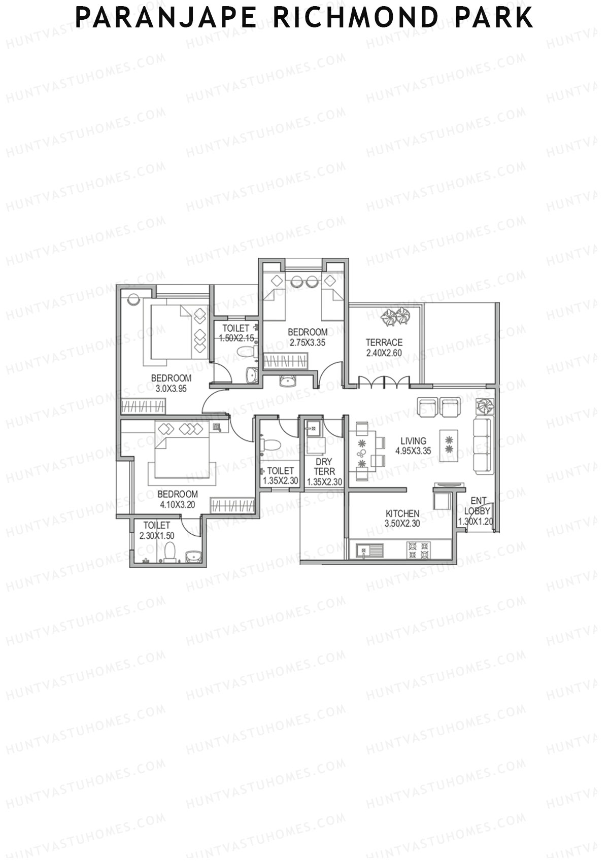 Paranjape Richmond Park Wing D Unit 3 Floor Plan