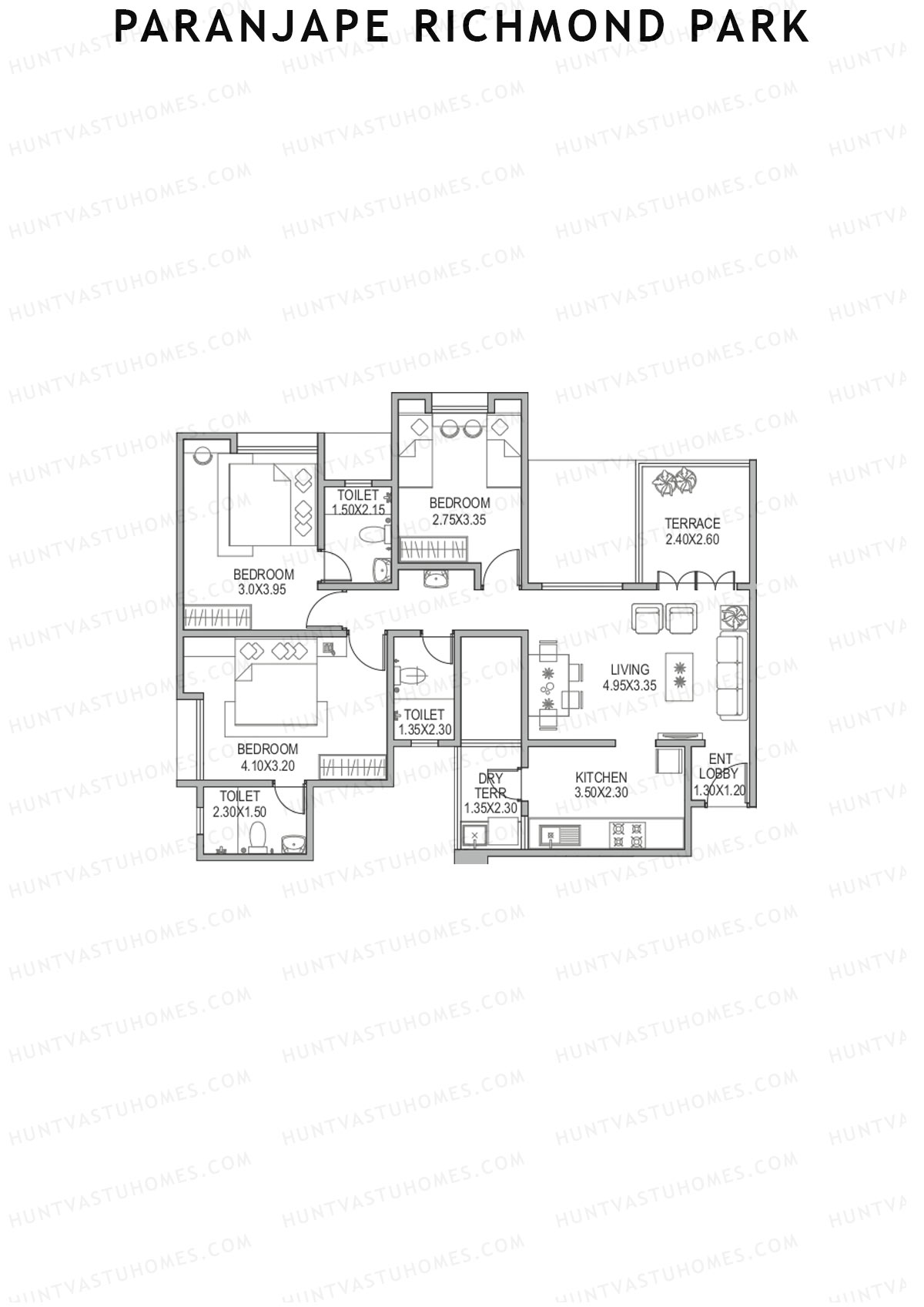 Paranjape Richmond Park Wing D Unit 3 Floor Plan