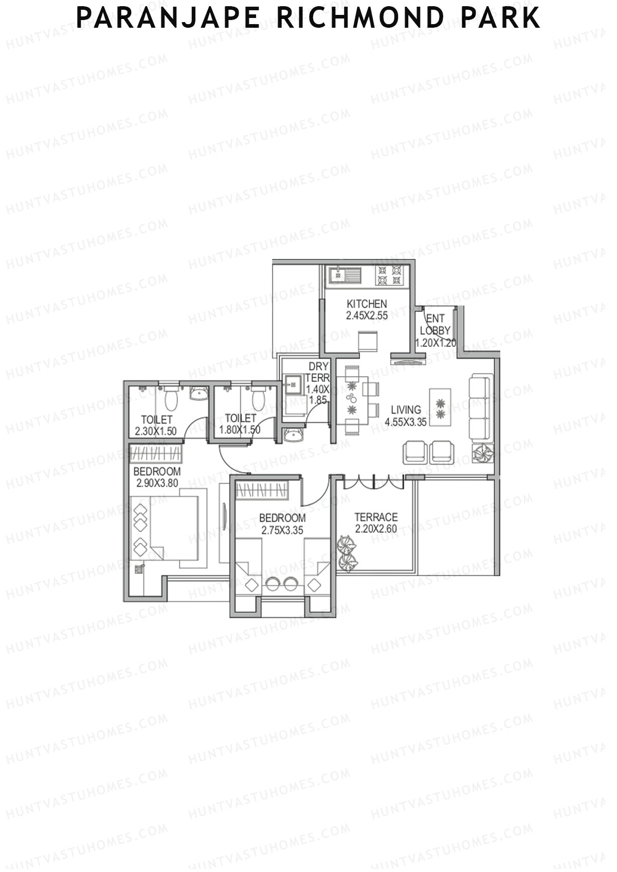 Paranjape Richmond Park Wing H Unit 1 Floor Plan