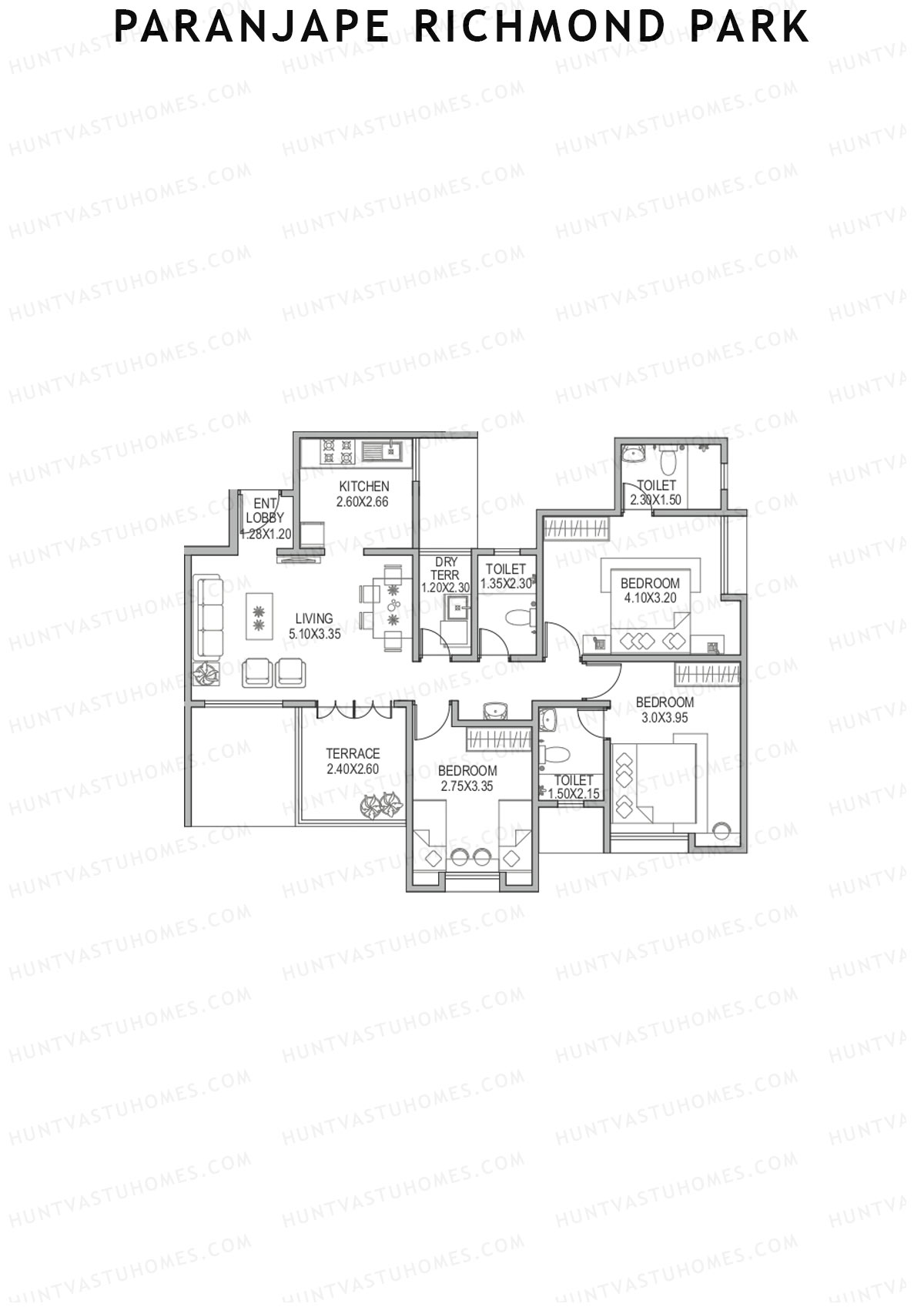 Paranjape Richmond Park Wing H Unit 2 Floor Plan
