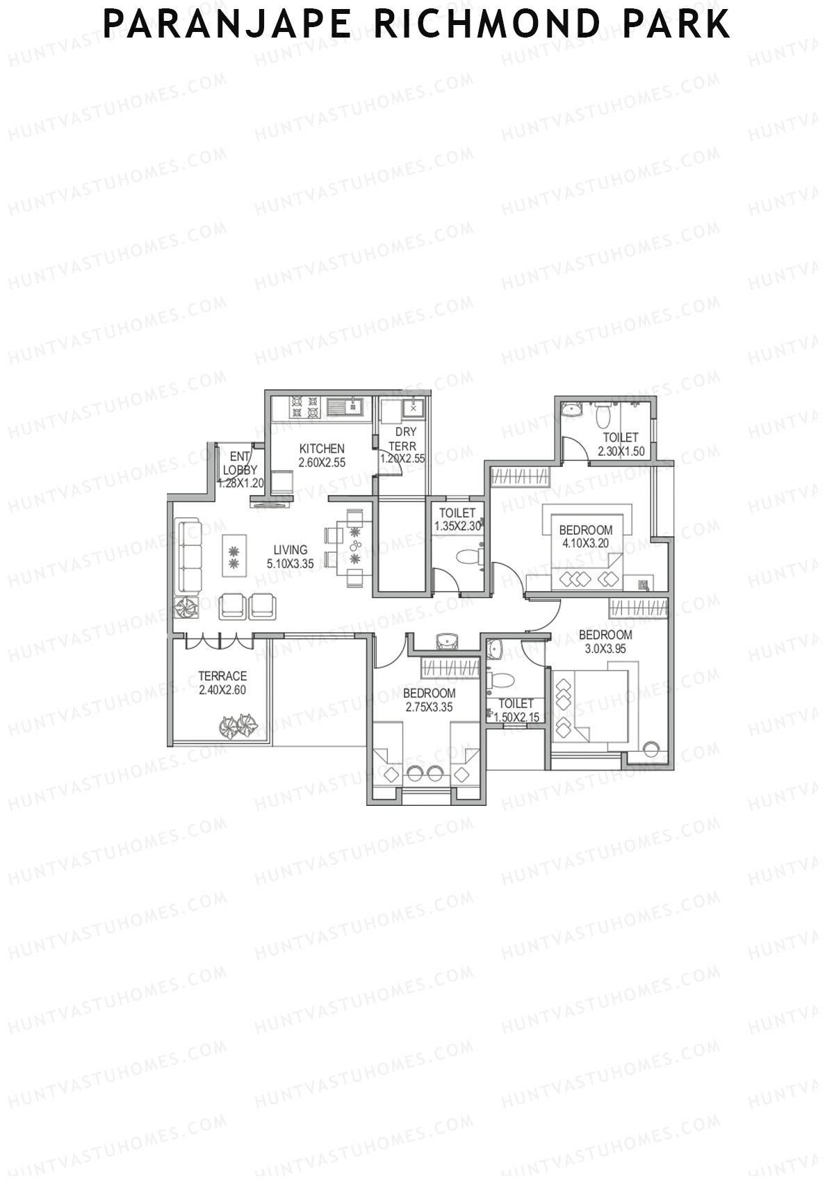 Paranjape Richmond Park Wing H Unit 2 Floor Plan