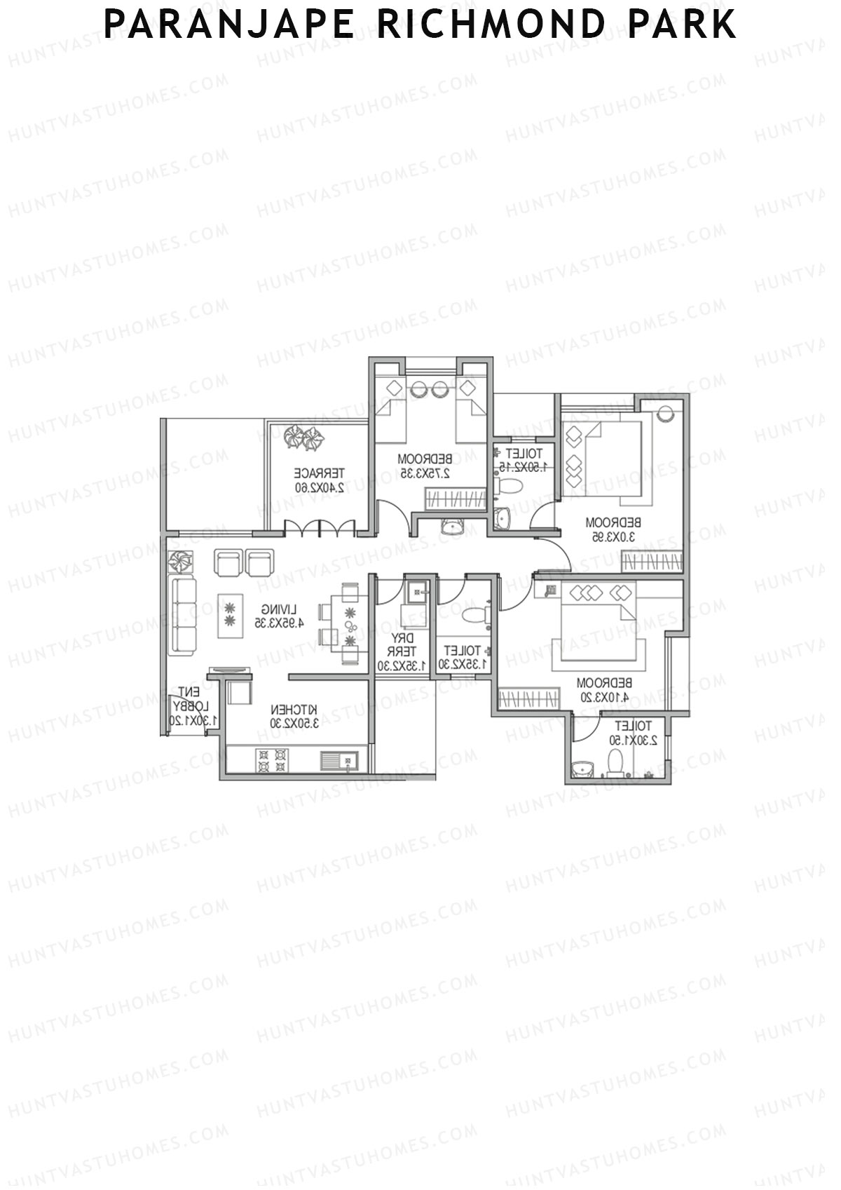Paranjape Richmond Park Wing H Unit 3 Floor Plan