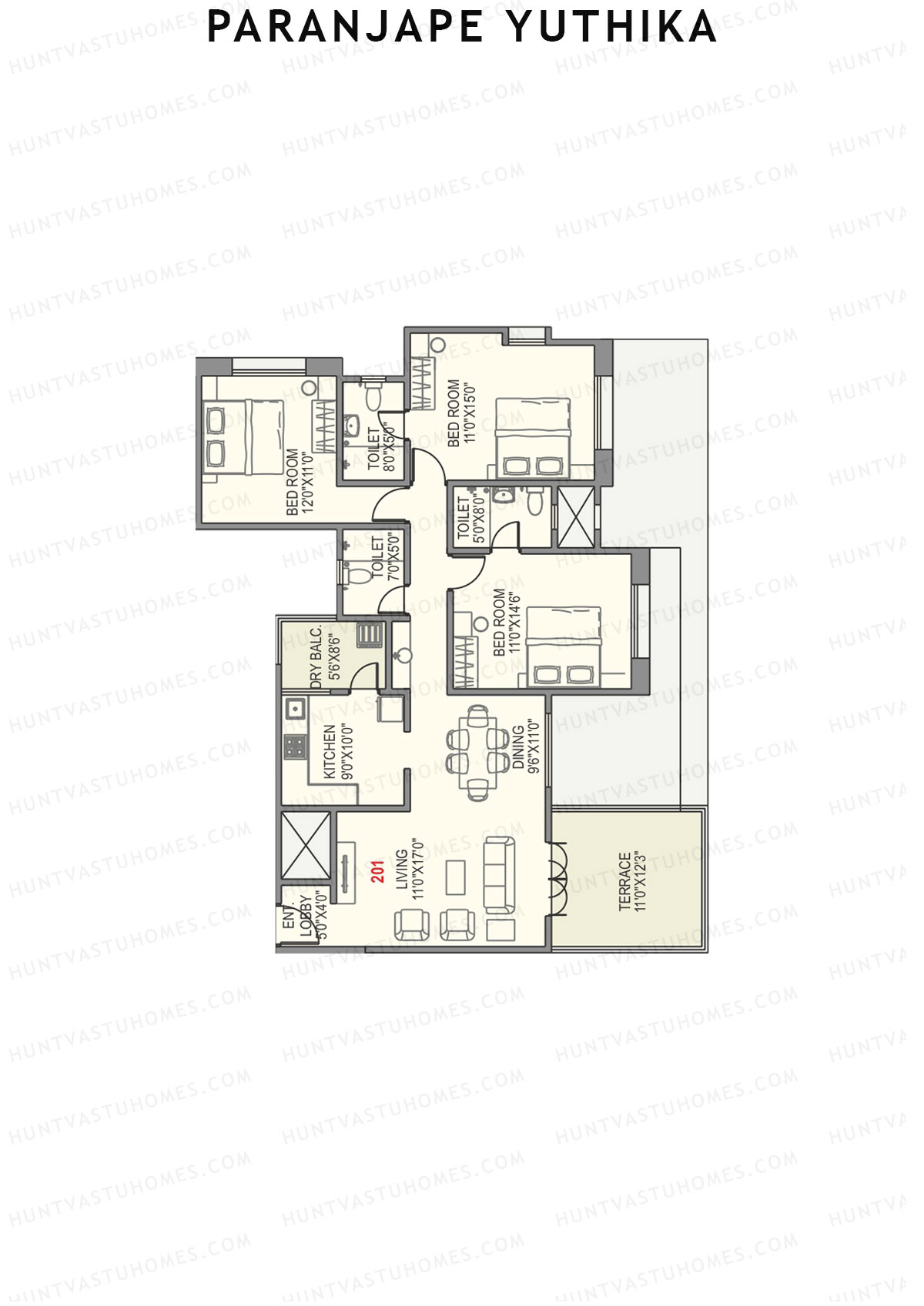 Paranjape Yuthika Tower A Unit 1 Floor Plan