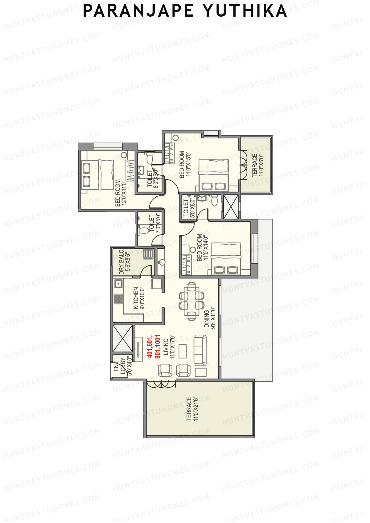Paranjape Yuthika Tower A Unit 1 Floor Plan