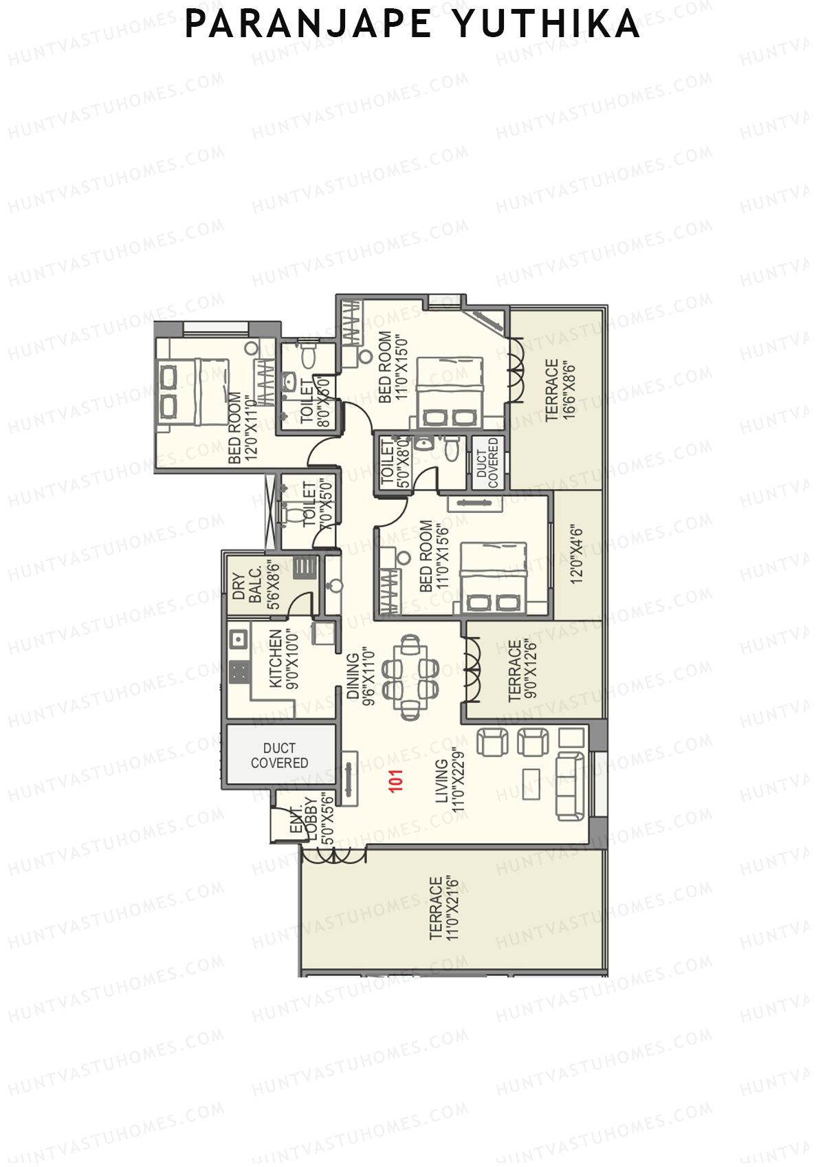 Paranjape Yuthika Tower A Unit 1 Floor Plan