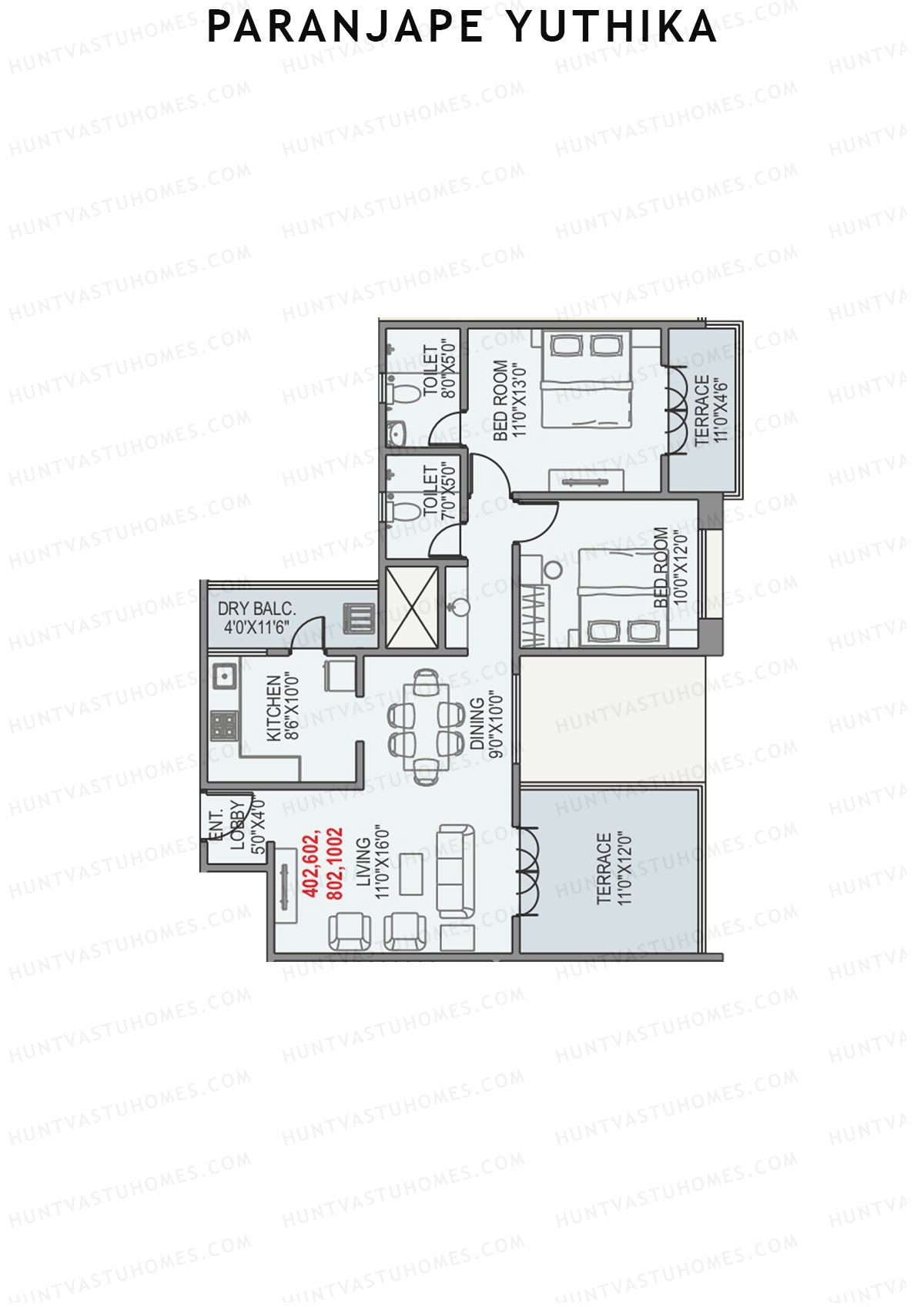 Paranjape Yuthika Tower A Unit 2 Floor Plan