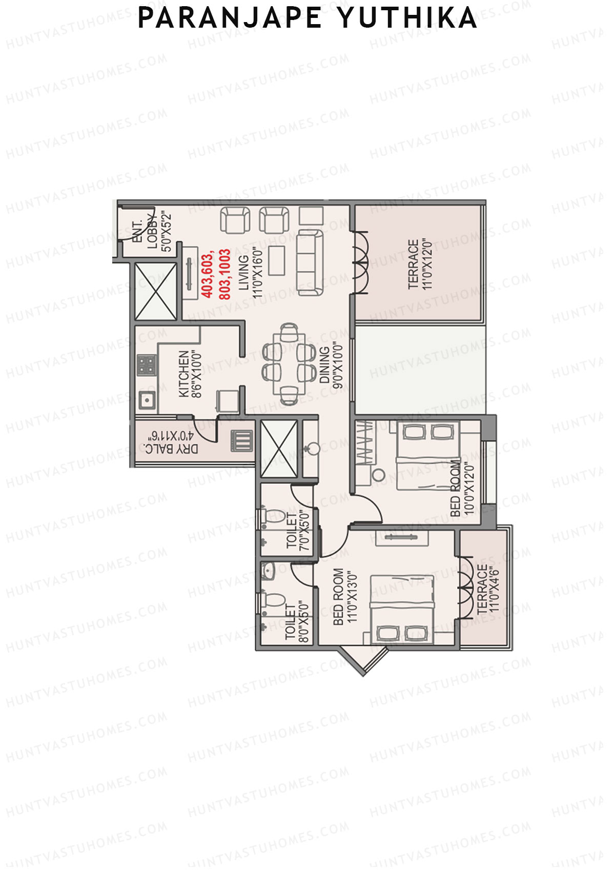 Paranjape Yuthika Tower A Unit 3 Floor Plan