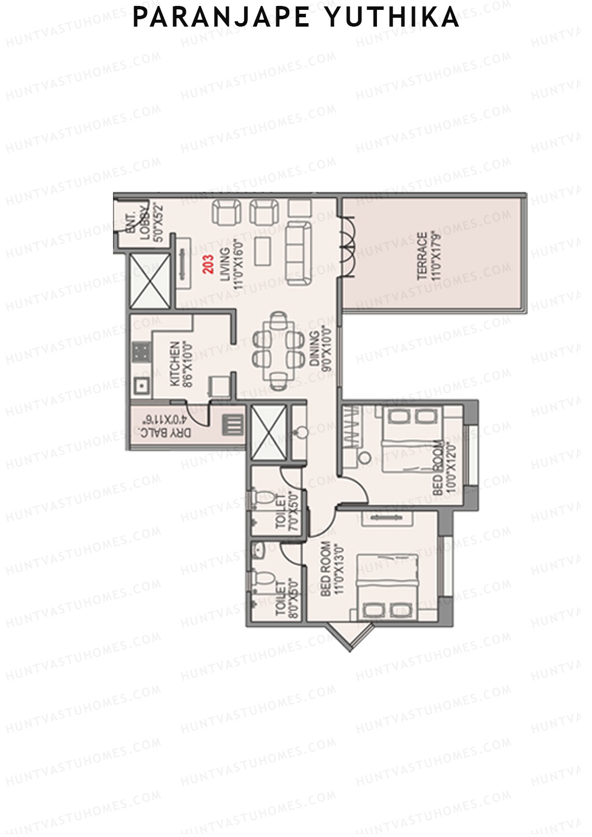 Paranjape Yuthika Tower A Unit 3 Floor Plan