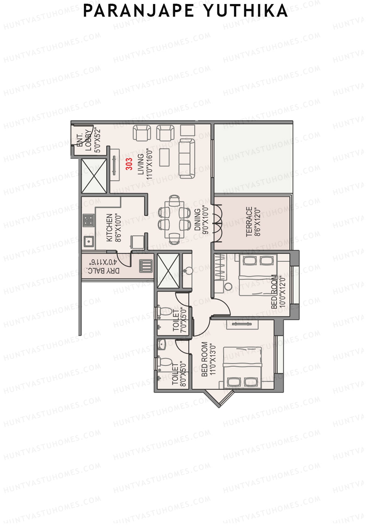 Paranjape Yuthika Tower A Unit 3 Floor Plan