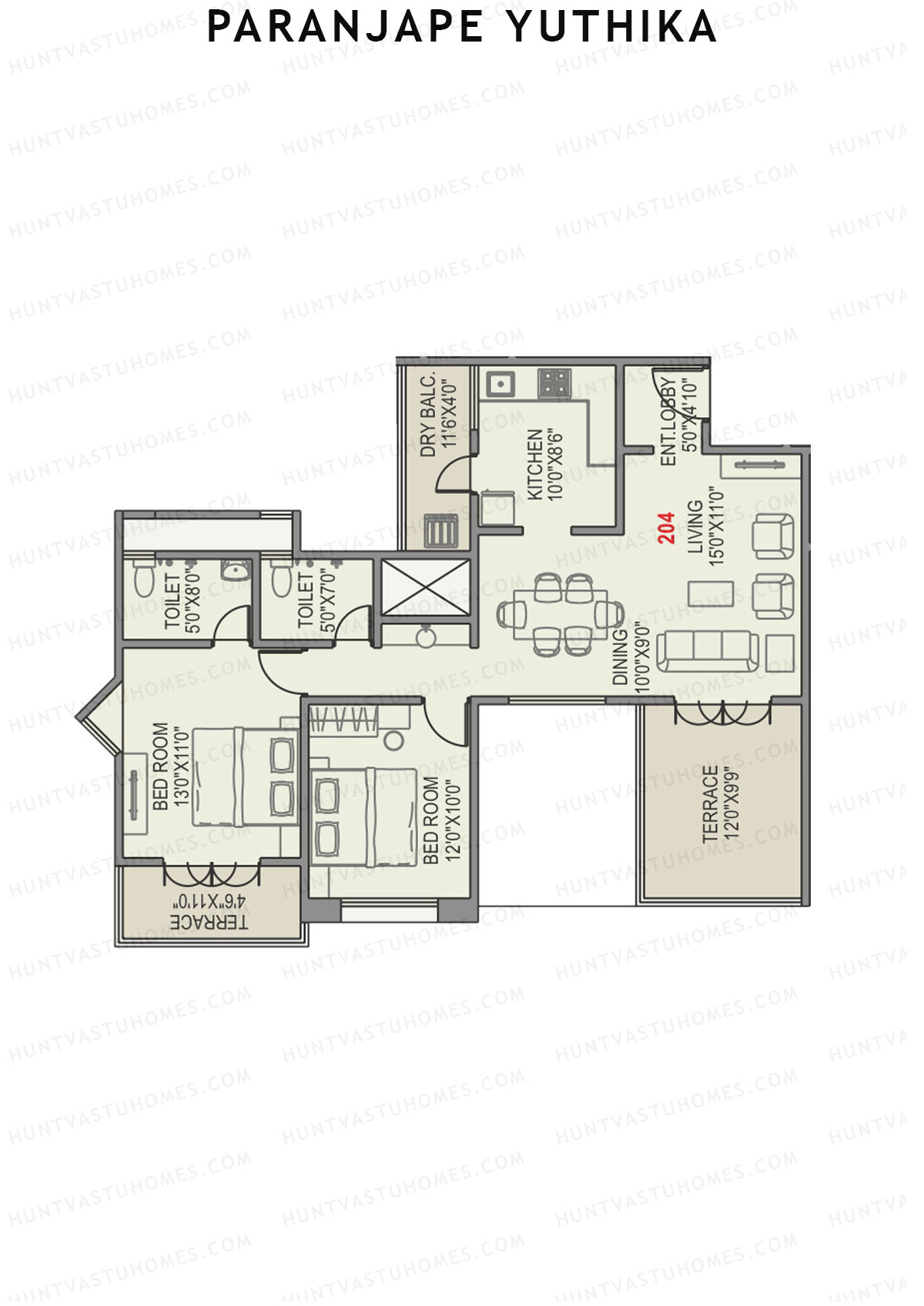 Paranjape Yuthika Tower A Unit 4 Floor Plan