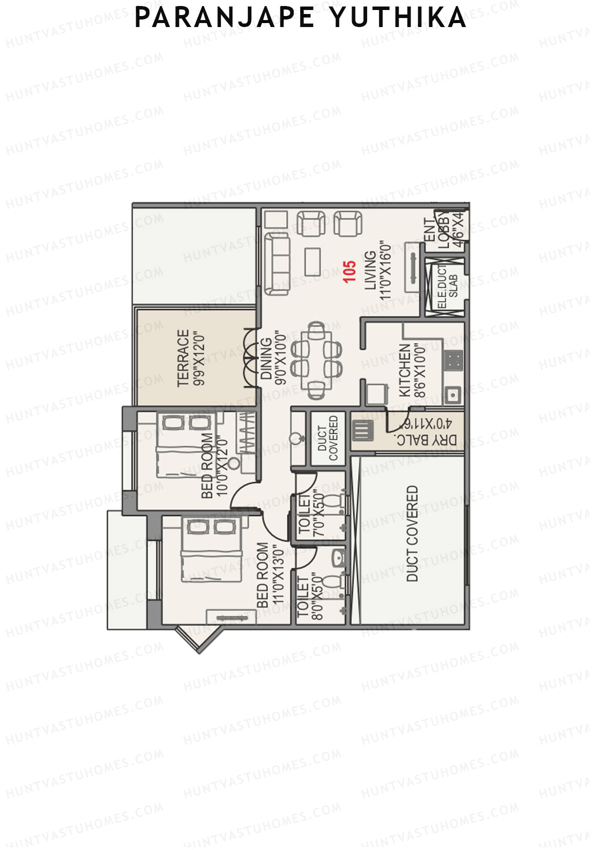 Paranjape Yuthika Tower A Unit 5 Floor Plan