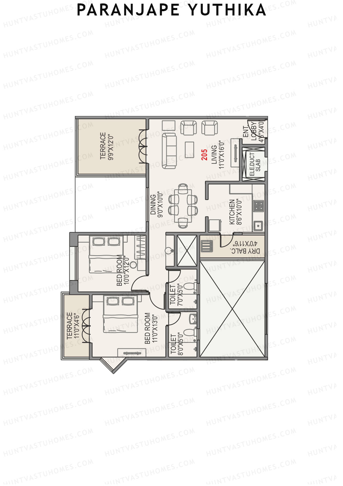 Paranjape Yuthika Tower A Unit 5 Floor Plan