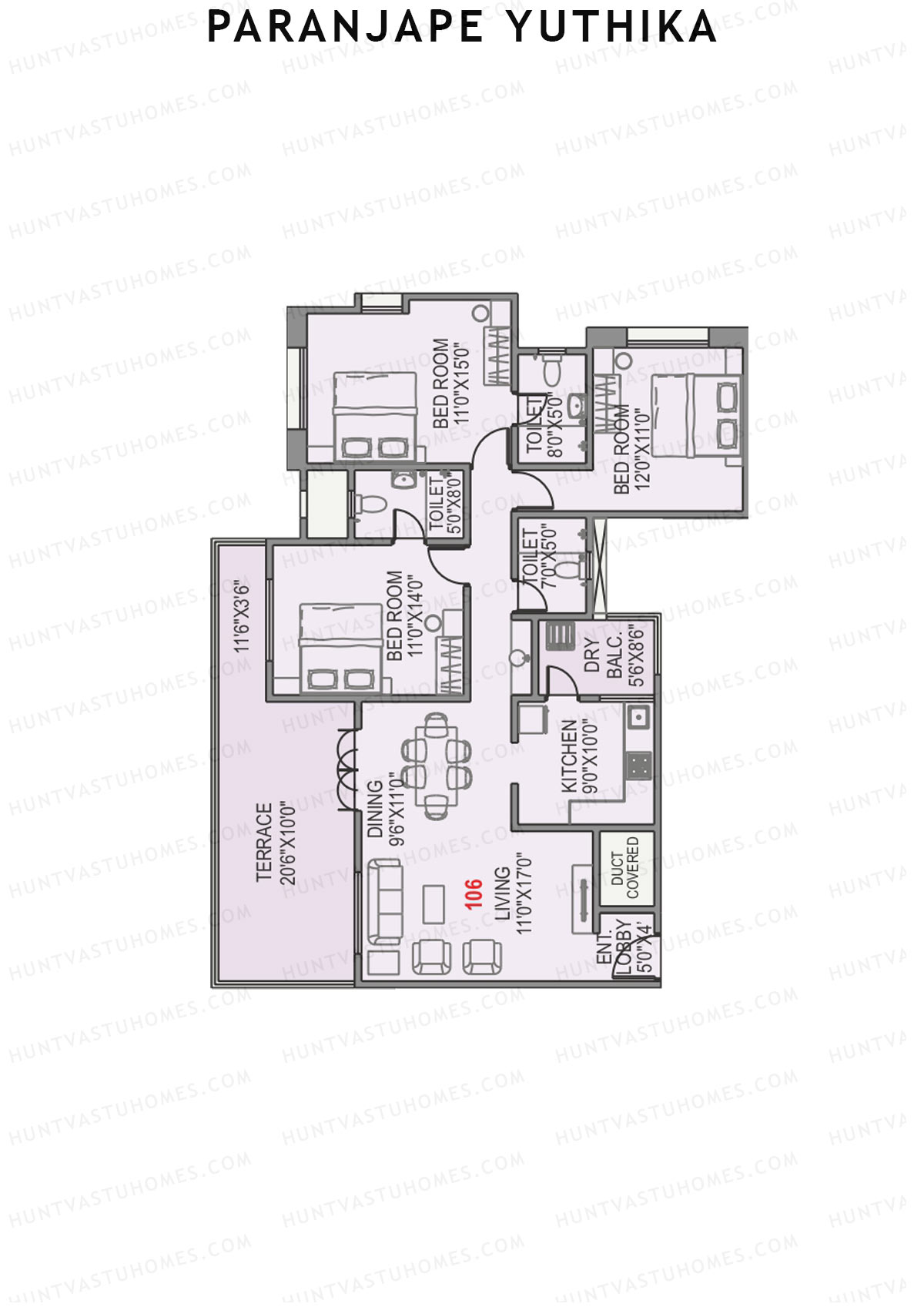 Paranjape Yuthika Tower A Unit 6 Floor Plan
