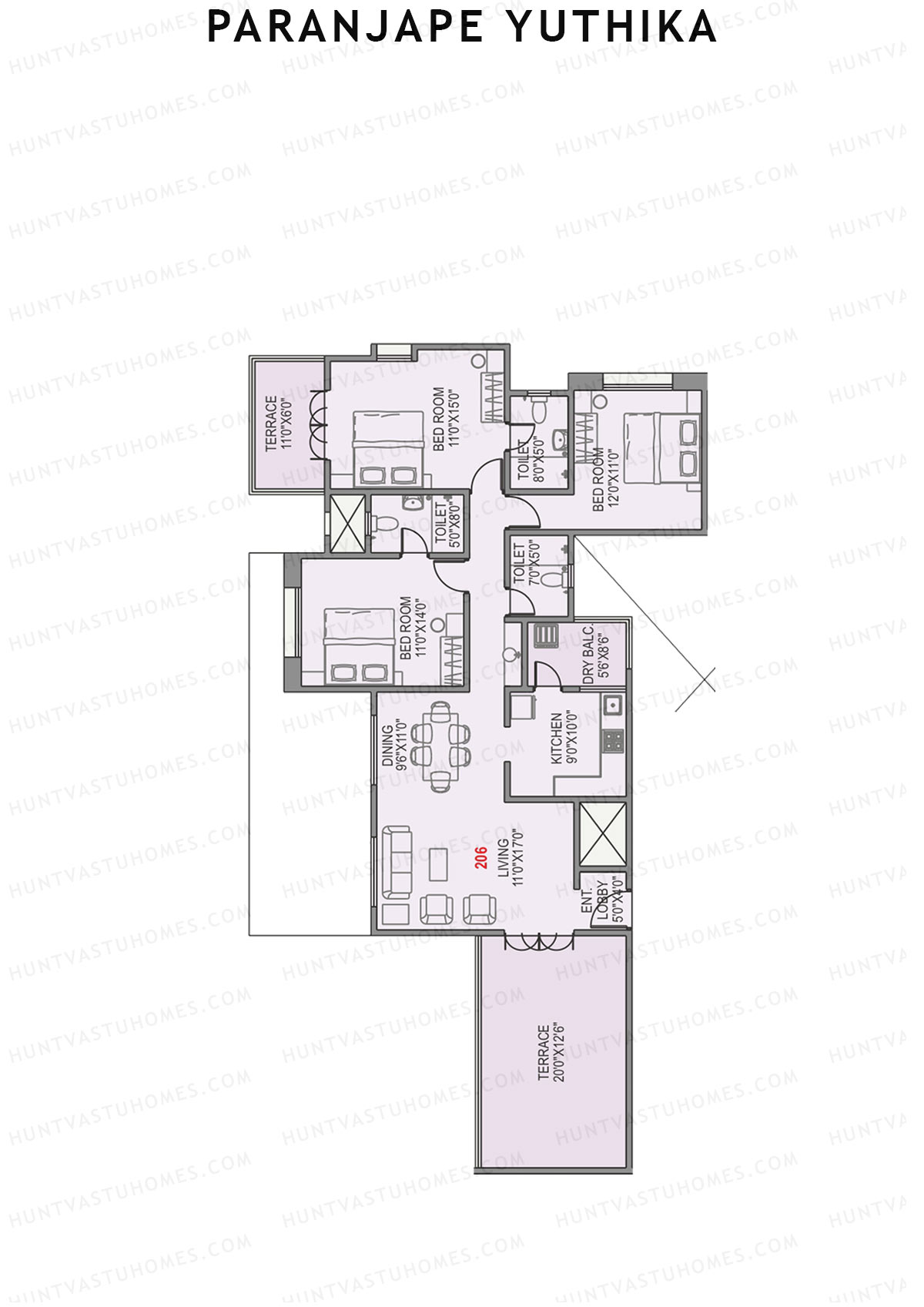 Paranjape Yuthika Tower A Unit 6 Floor Plan