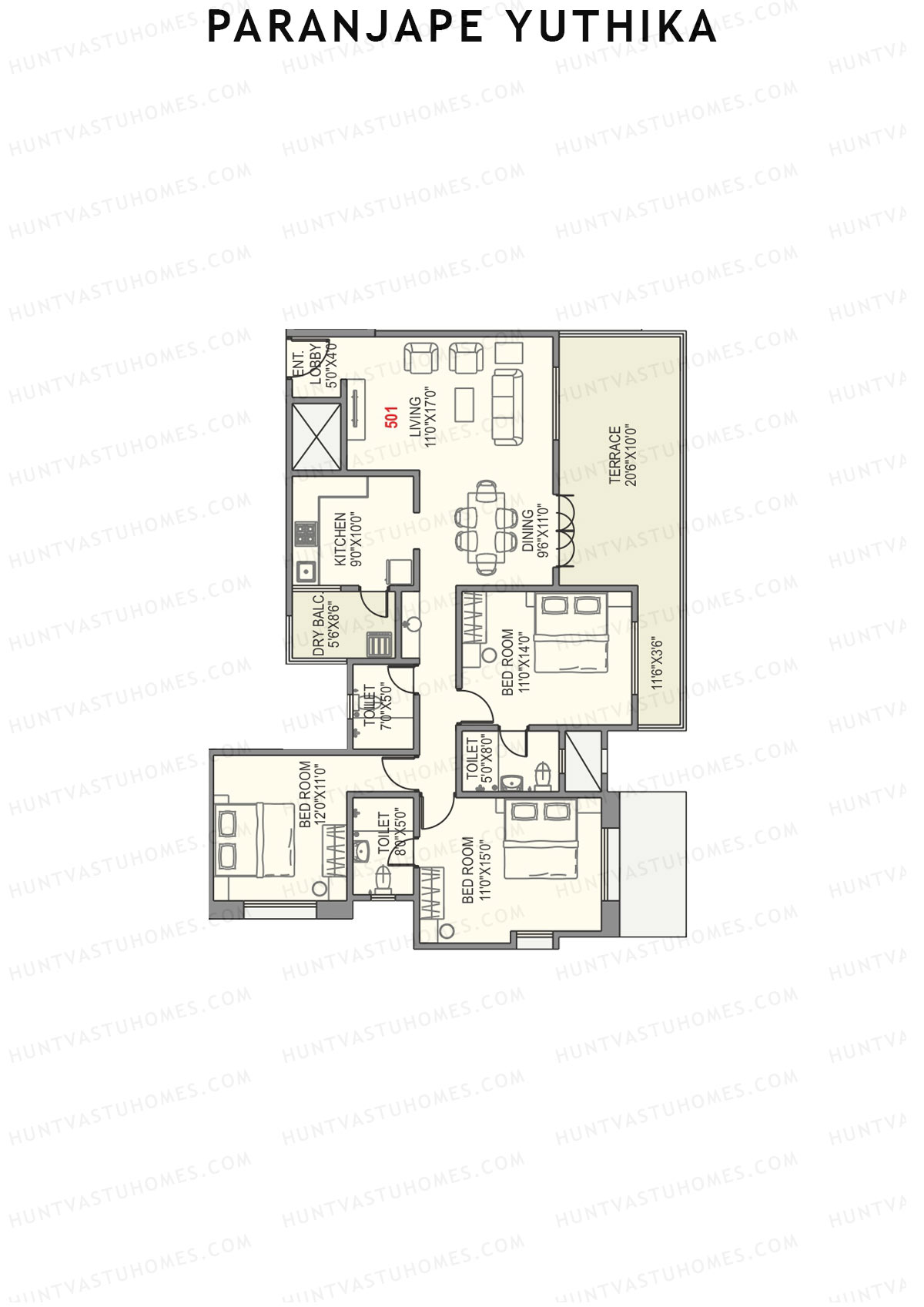 Paranjape Yuthika Tower B Unit 1 1 Floor Plan