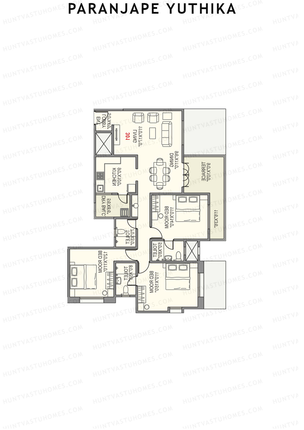 Paranjape Yuthika Tower B Unit 1 Floor Plan