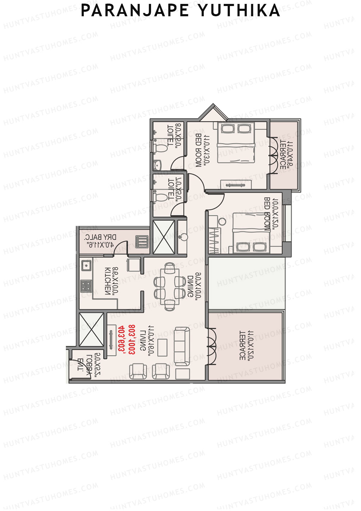 Paranjape Yuthika Tower B Unit 3 Floor Plan
