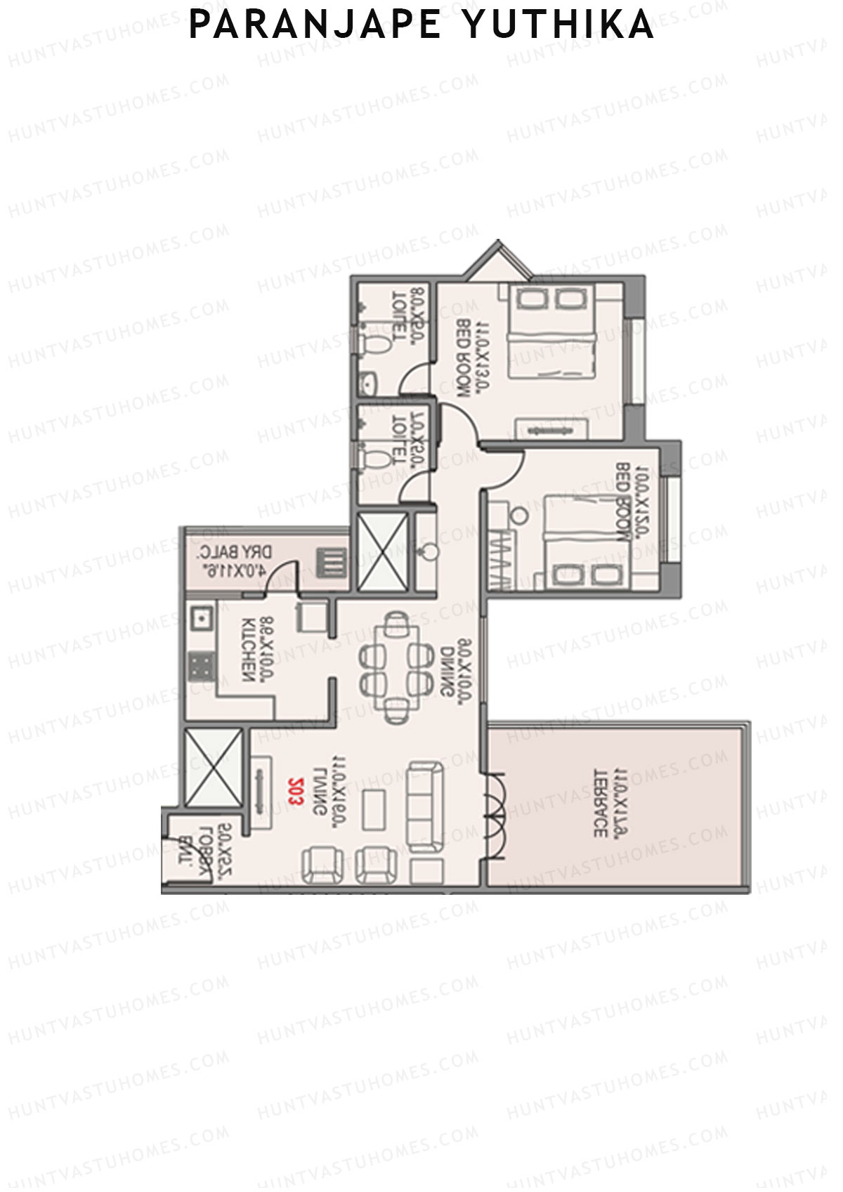 Paranjape Yuthika Tower B Unit 3 Floor Plan