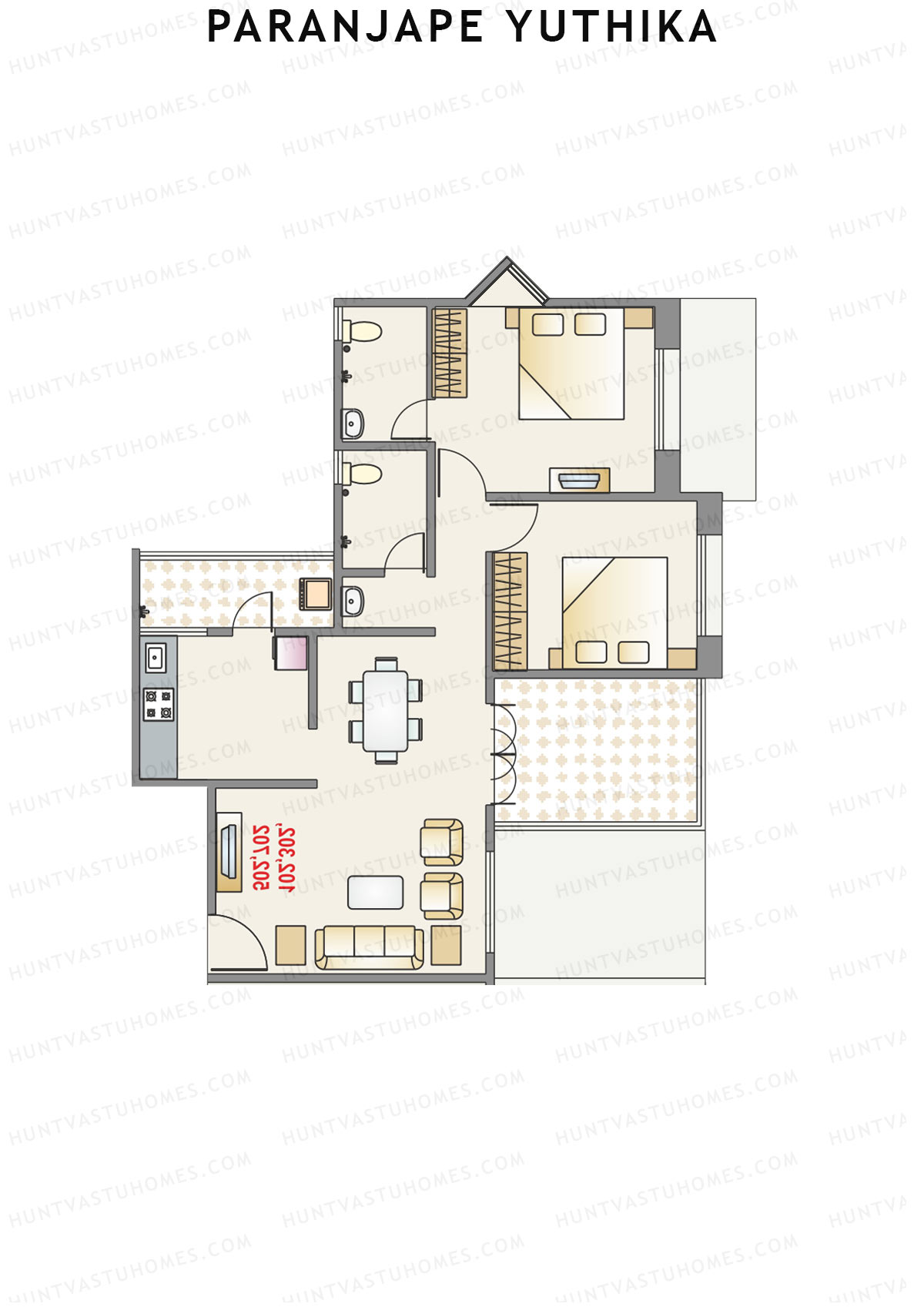 Paranjape Yuthika Tower I Unit 3 Floor Plan
