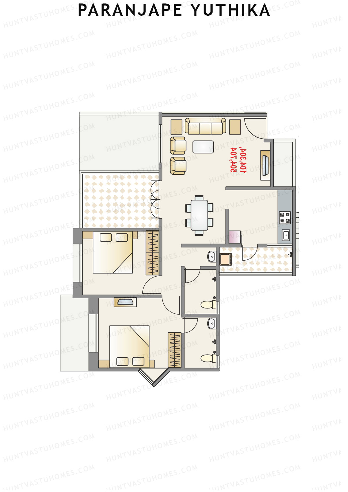 Paranjape Yuthika Tower K Unit 1 Floor Plan