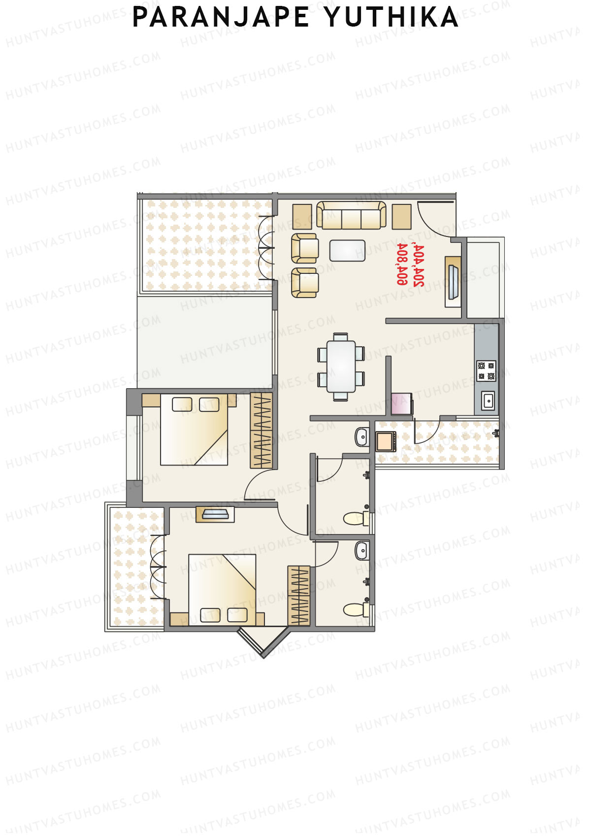 Paranjape Yuthika Tower K Unit 1 Floor Plan