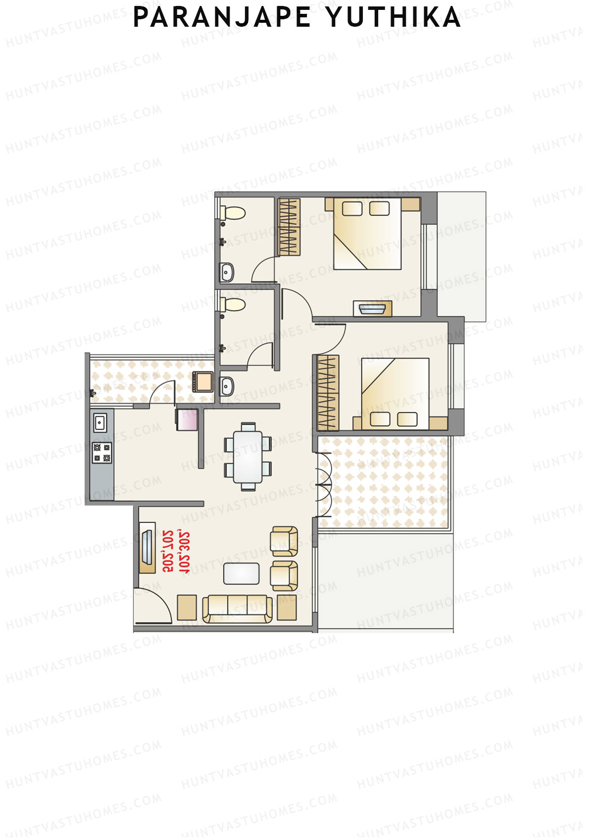 Paranjape Yuthika Tower K Unit 3 Floor Plan