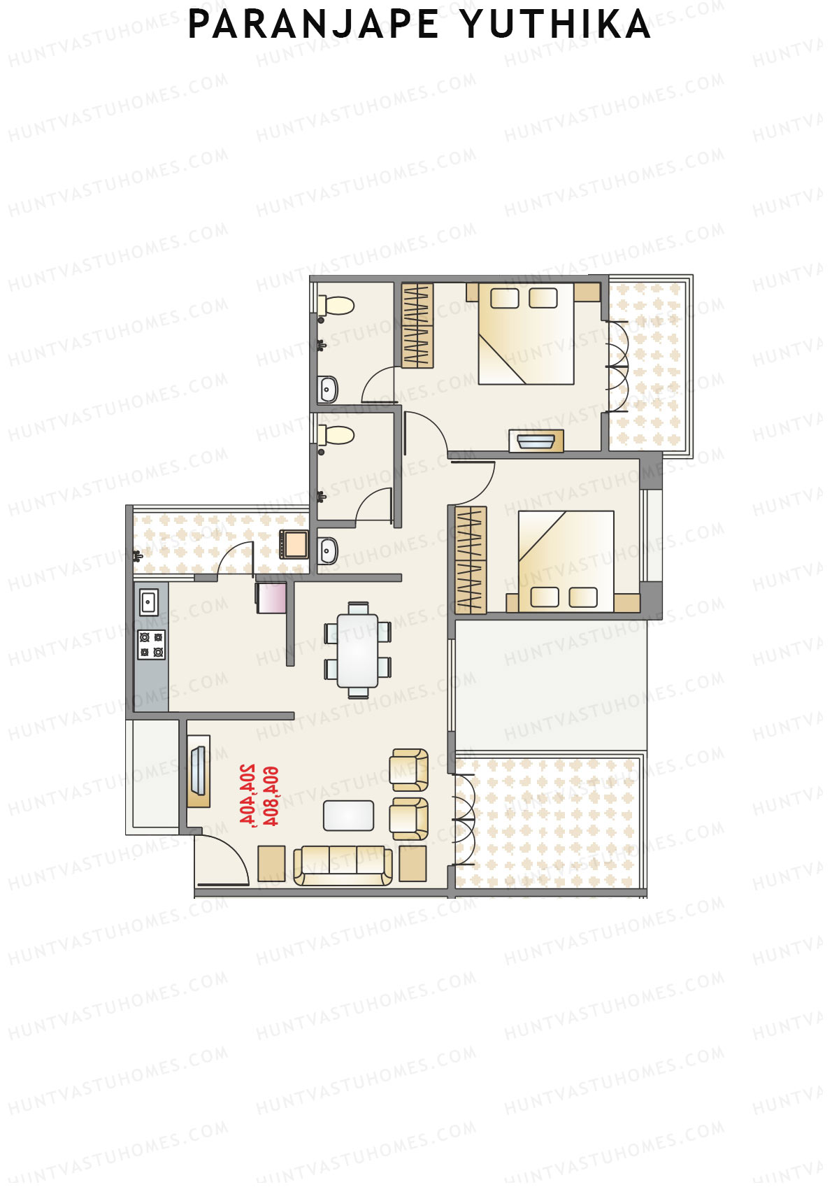 Paranjape Yuthika Tower K Unit 3 Floor Plan