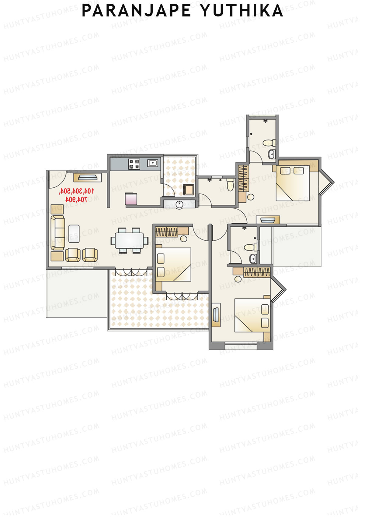 Paranjape Yuthika Tower P Unit 3 Floor Plan