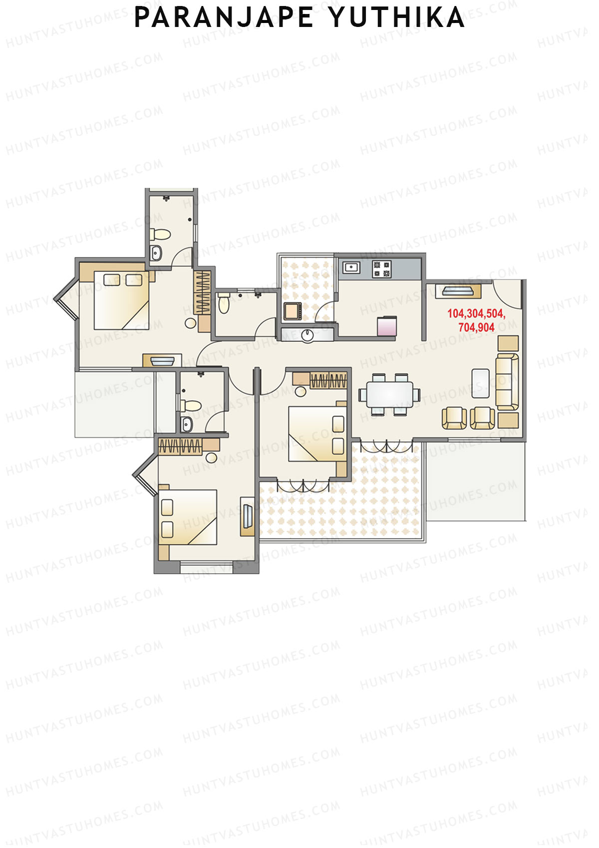 Paranjape Yuthika Tower P Unit 4 Floor Plan