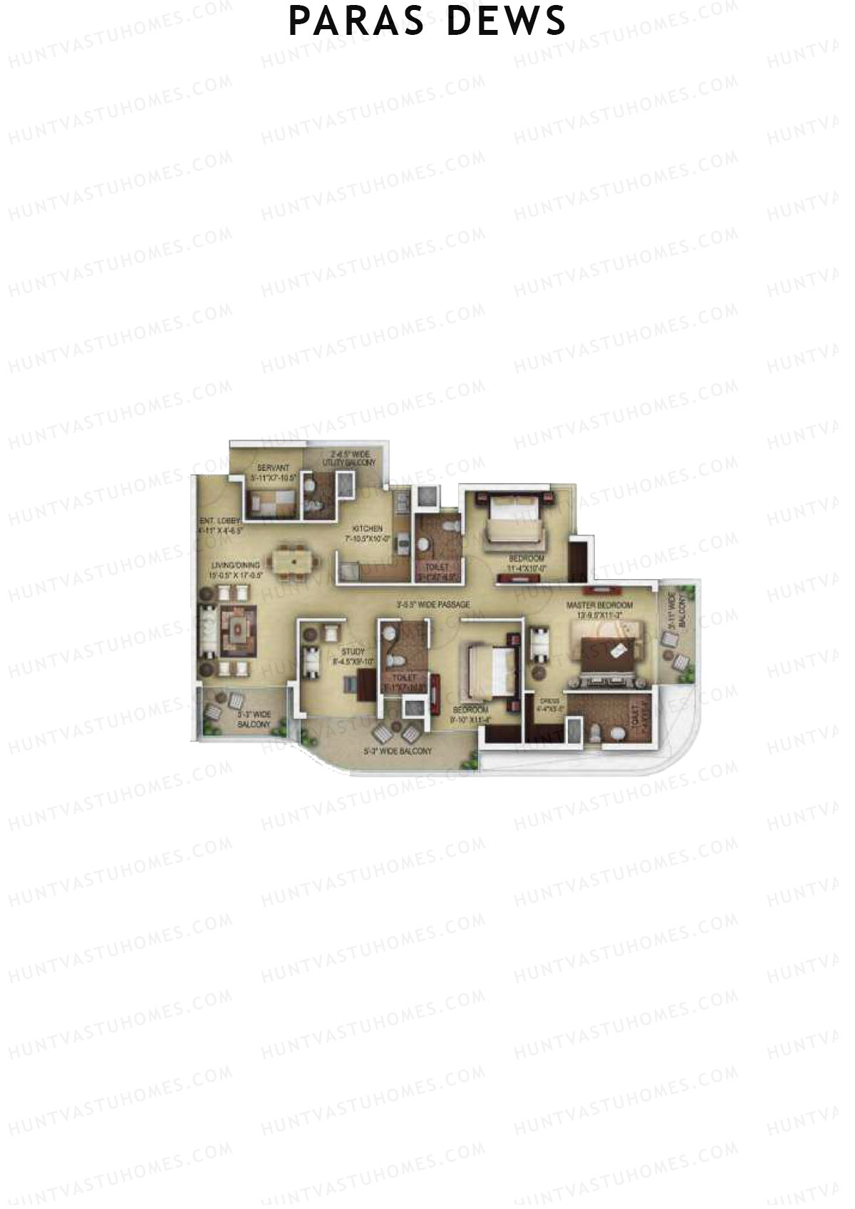 Paras Dews Tower A Unit 3 Floor Plan