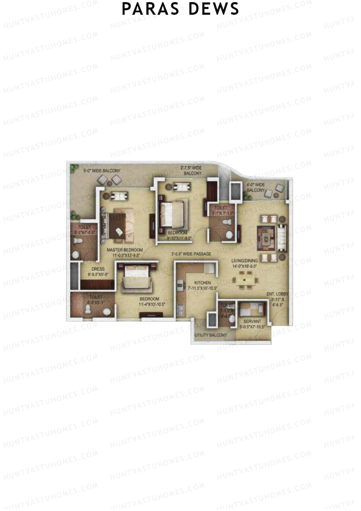Paras Dews Tower B Unit 3 Floor Plan