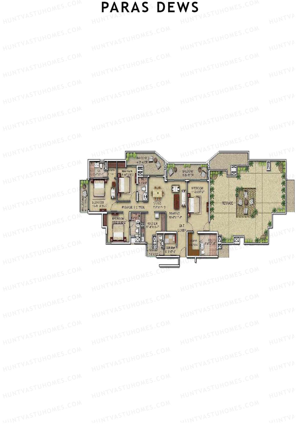 Paras Dews Tower D Unit 1 (Penthouse) Floor Plan