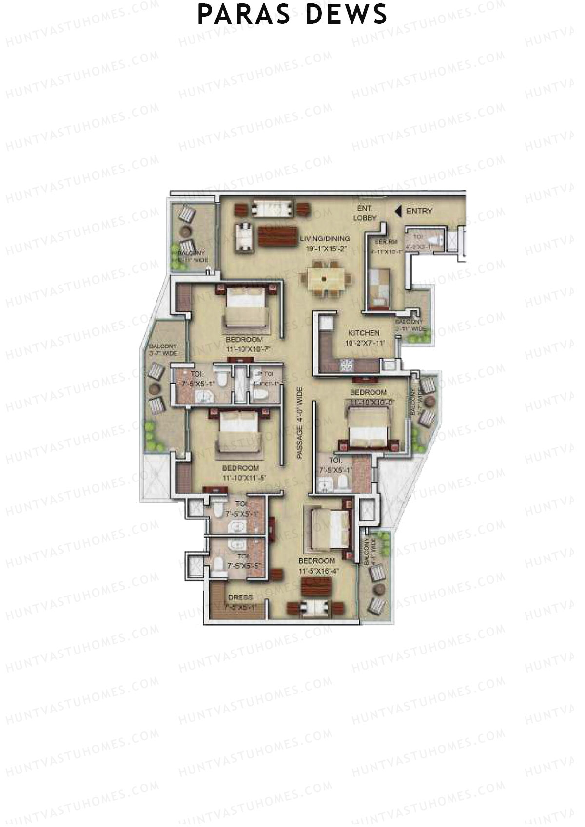 Paras Dews Tower D Unit 4 Floor Plan