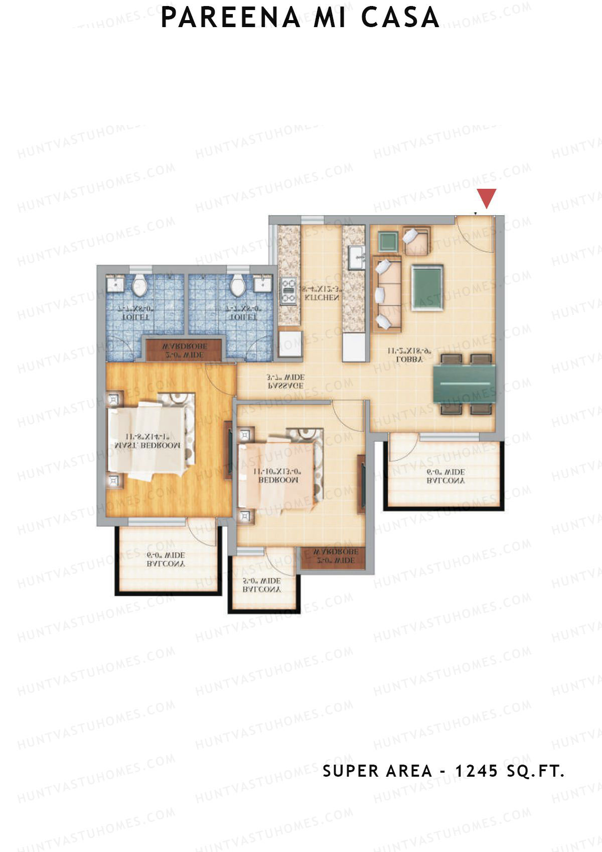 Pareena Mi Casa Tower 2 Unit 2 (Type 2) Floor Plan