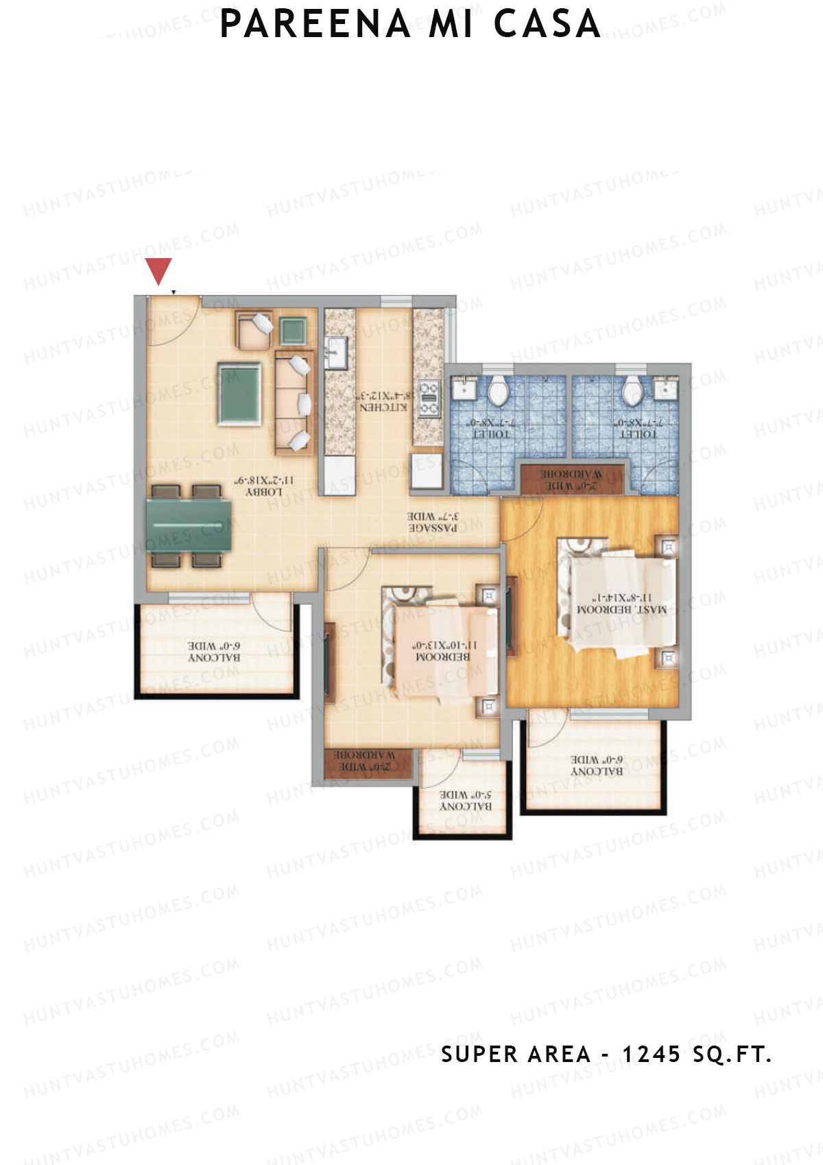Pareena Mi Casa Tower 2 Unit 3 (Type 2) Floor Plan
