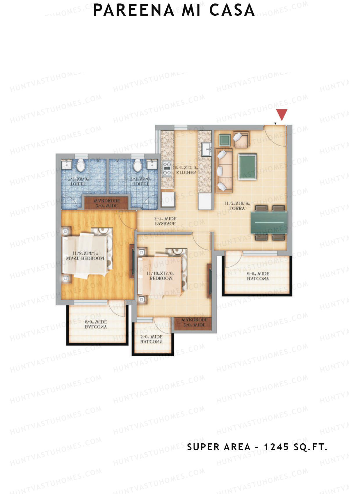 Pareena Mi Casa Tower 3 Unit 2 (Type 2) Floor Plan