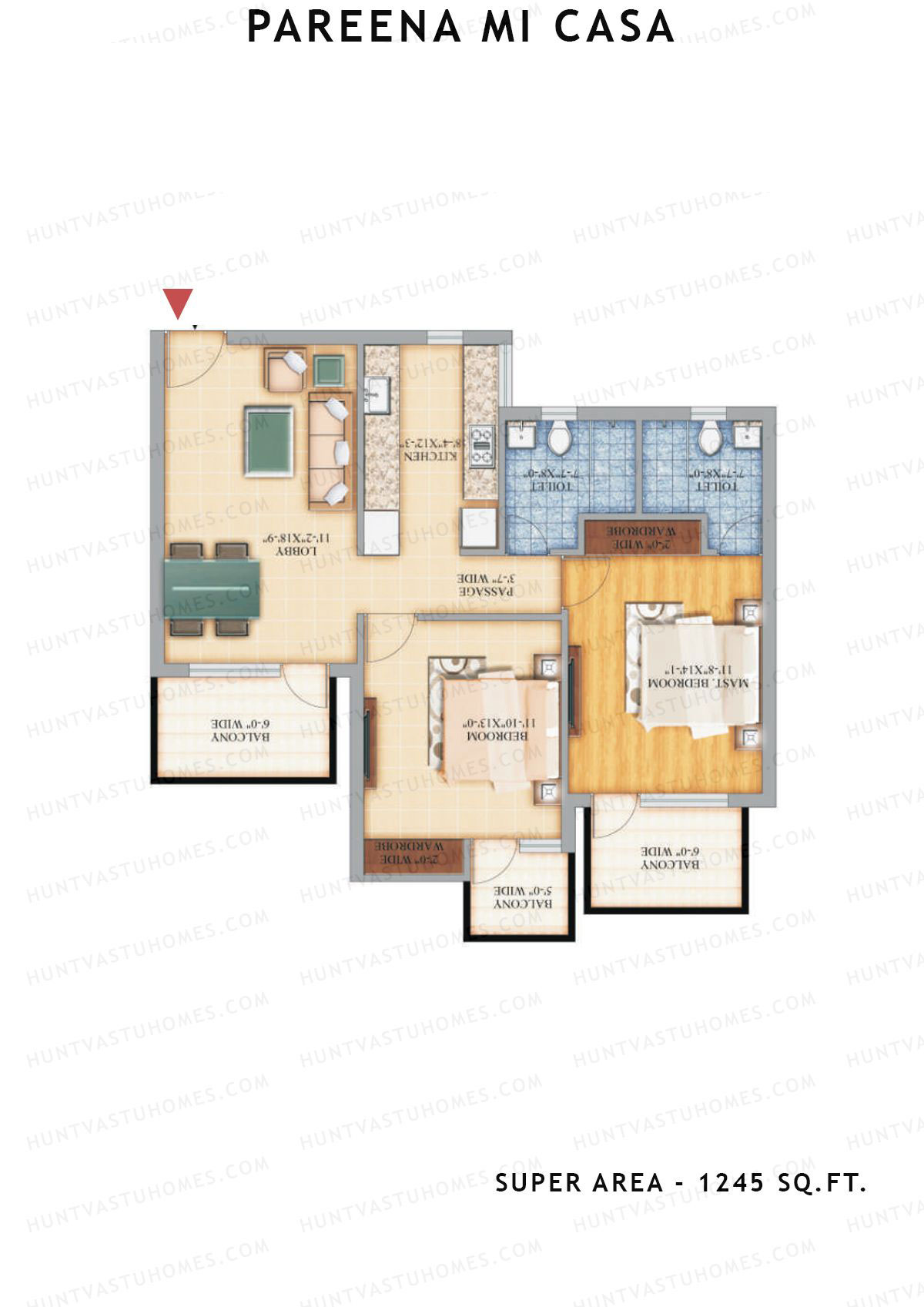 Pareena Mi Casa Tower 3 Unit 3 (Type 2) Floor Plan