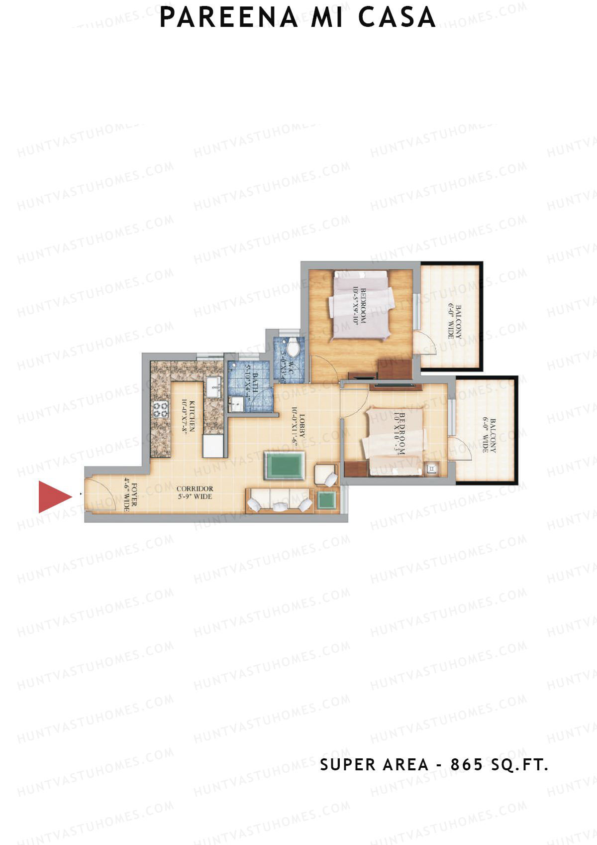 Pareena Mi Casa Tower 6 Unit 1 (Type IA) Floor Plan