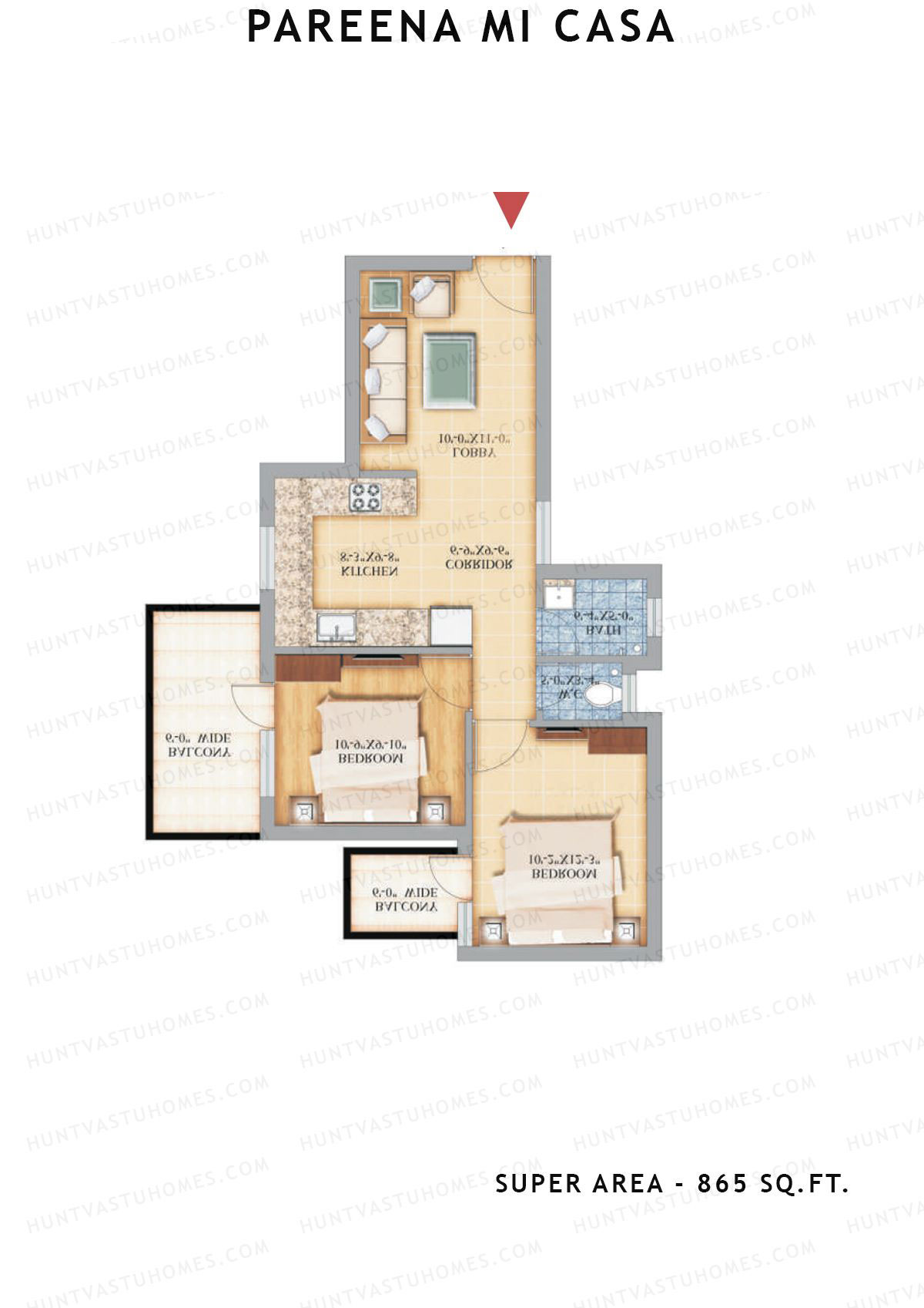 Pareena Mi Casa Tower 6 Unit 4 (Type IB) Floor Plan