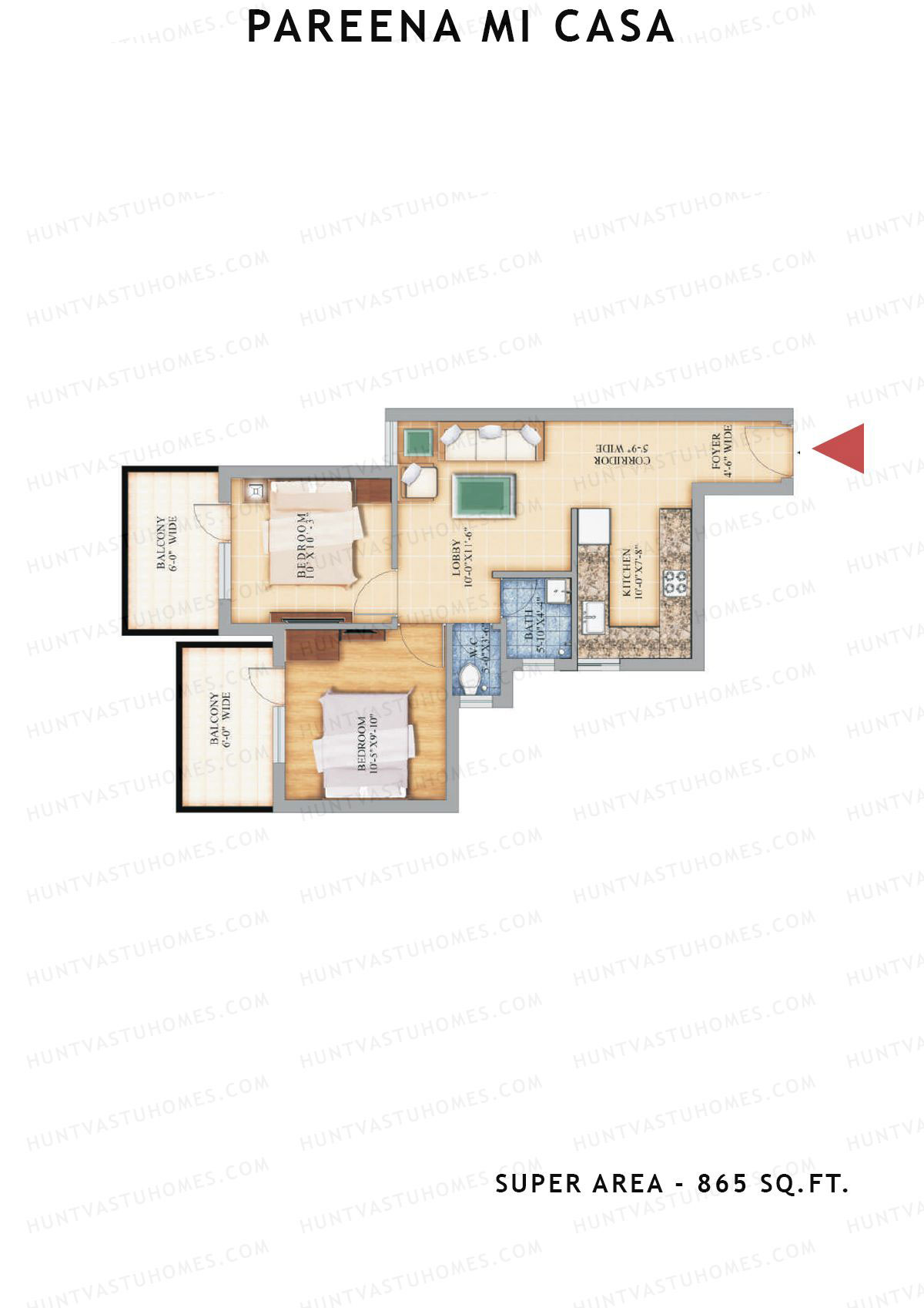 Pareena Mi Casa Tower 6 Unit 5 (Type IA) Floor Plan