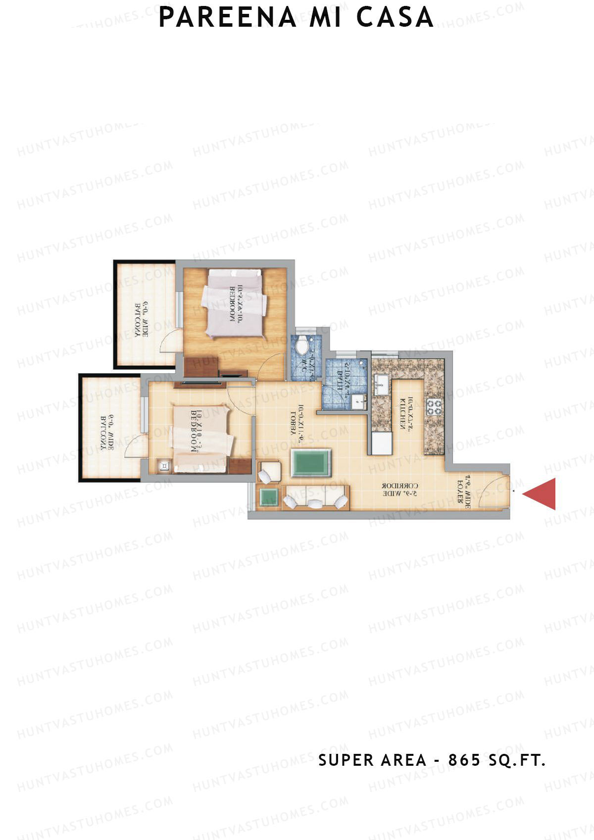 Pareena Mi Casa Tower 6 Unit 6 (Type IA) Floor Plan