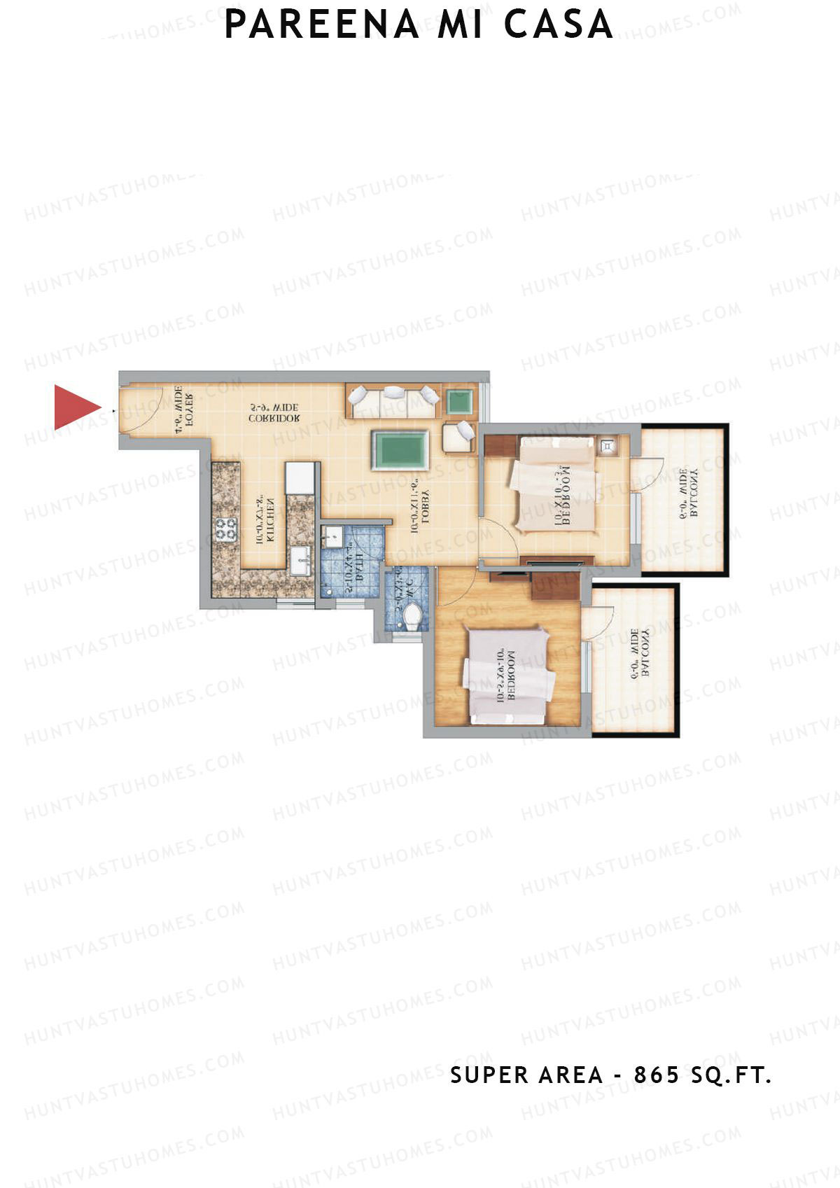 Pareena Mi Casa Tower 7 Unit 2 (Type IA) Floor Plan