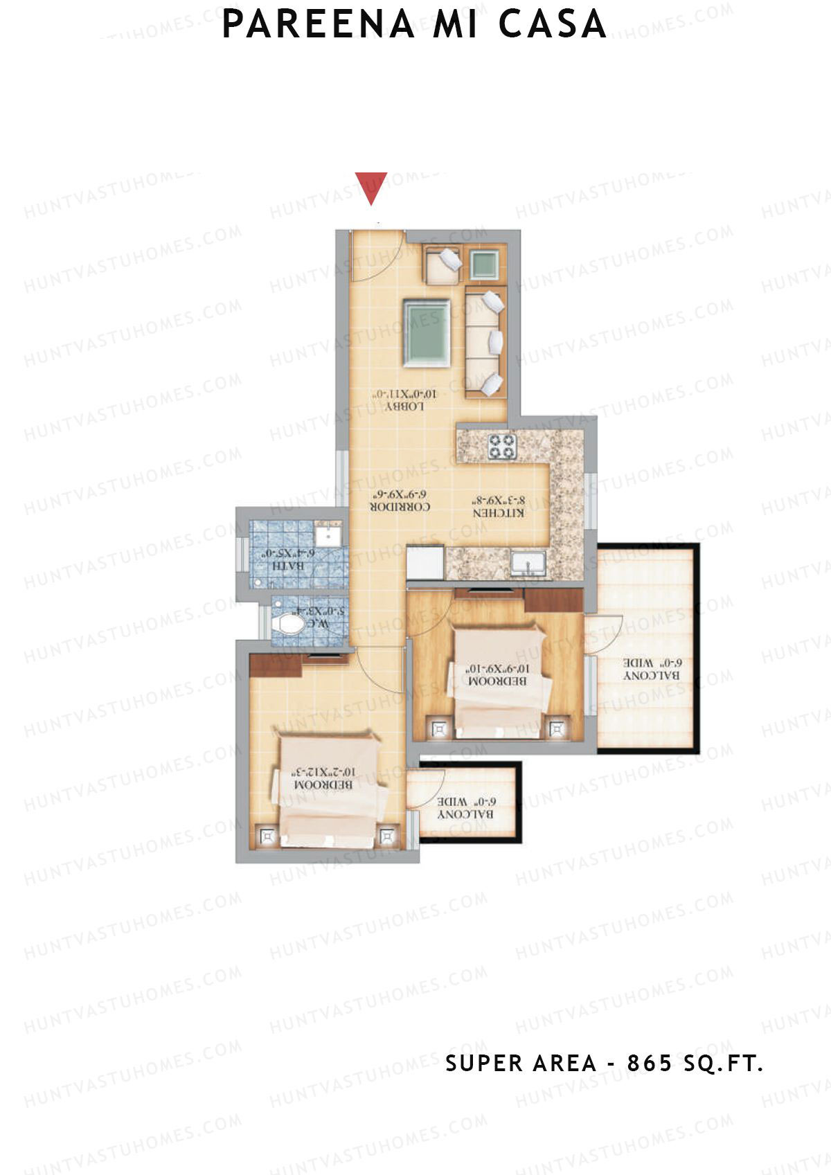 Pareena Mi Casa Tower 7 Unit 3 (Type IB) Floor Plan