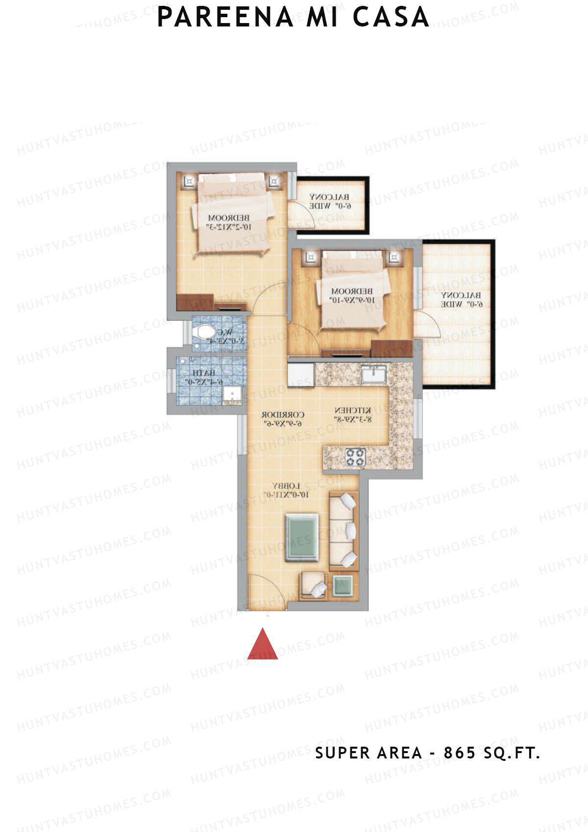 Pareena Mi Casa Tower 7 Unit 8 (Type IB) Floor Plan