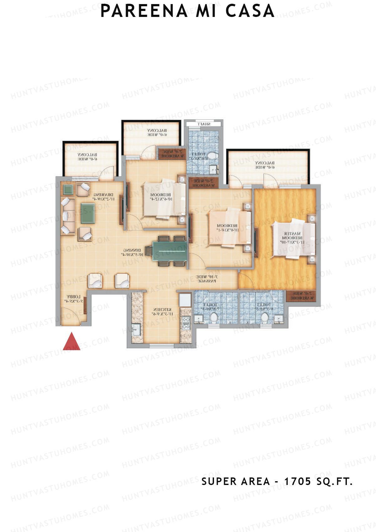 Pareena Mi Casa Tower 1 Unit 2 (Type 2) Floor Plan